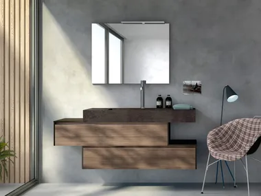 CHANGE CHA12 - Wall-mounted single vanity unit with drawers _ Gruppo Geromin